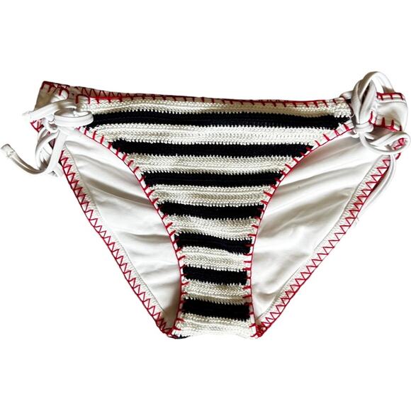 Xhilaration Crochet String Bikini patriotic Bottom red white & blue sexy M NWT - Picture 1 of 8